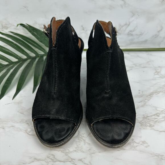 Frye Courtney Suede Slingback Heeled Mule Bootie Black Size 9 - Picture 3 of 13